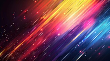 Obraz premium Abstract background with diagonal colorful lines and glowing lights.