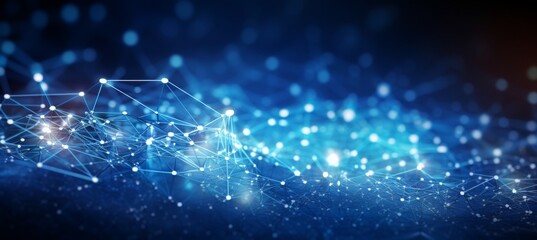 Fototapeta premium Abstract digital background with glowing network connections and a global map, symbolizing technology, connectivity, data transfer, and cyber security in a futuristic style