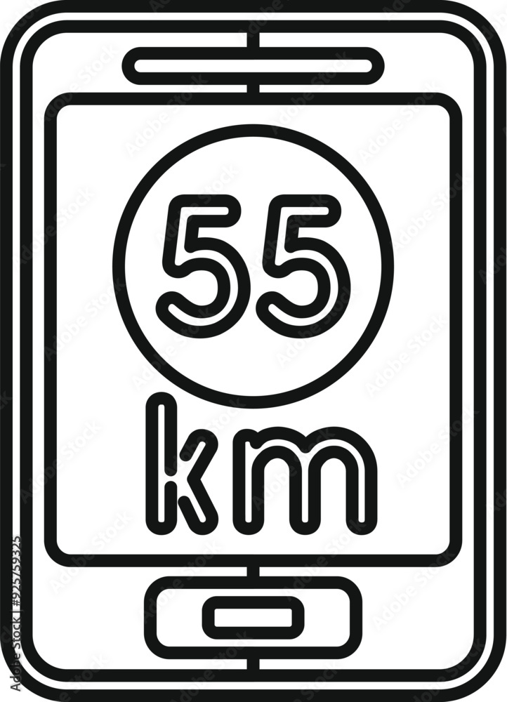 Poster simple vector showing a smartphone displaying the speed limit