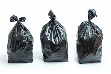 trash bag full of garbage isolated on white
