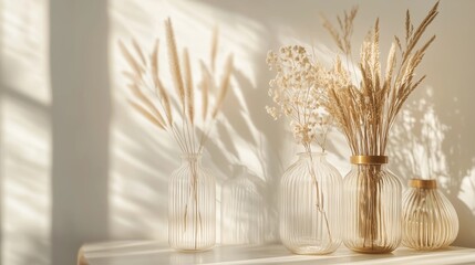 花瓶にドライフラワーを飾る