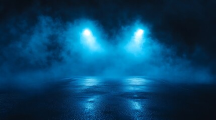 Fototapeta premium Blue Smoke Illuminated by Two Lights