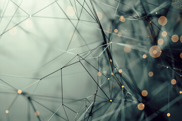 Futuristic Abstract Network with Glowing Nodes and Geometric Lines