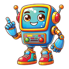 mascot style Little funny robot machine character