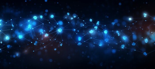 Obraz premium Abstract blue digital background with glowing network connections and global connection concept on a dark blue backdrop. Abstract technology, internet, or business theme vector illustration design ele