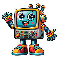 mascot style Little funny robot machine character