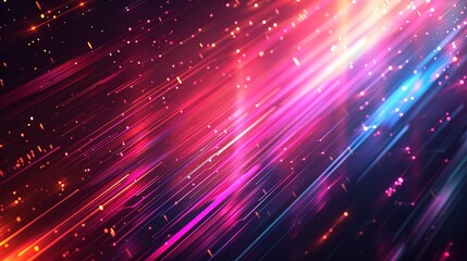 Obraz premium Abstract background with diagonal lines and glowing particles.