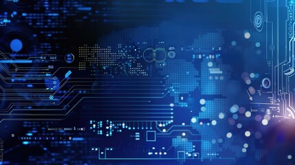 Circuit Board Technology Background. Blue Abstract Data Transfer Design Illustration.