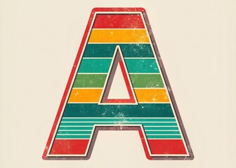 Vintage-inspired logo design featuring a stylized letter 'A' with bold lines, bright colors, and a distressed texture, evoking a nostalgic and playful retro aesthetic.
