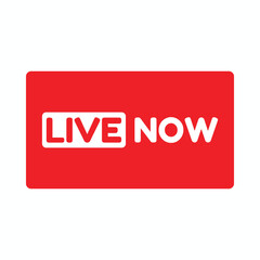 live nowLive Now icon, website online video live stream symbol. Streaming video, Live Now color vector illustration.