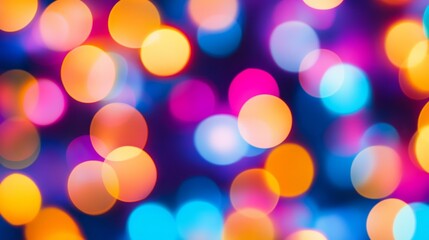 Vibrant Colorful Bokeh Lights On Dark Background - Perfect for Web Design and Digital Art