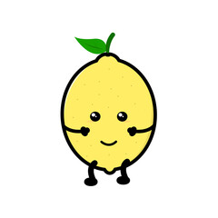 Illustration vector graphic of lemon kawaii isolated on white background.