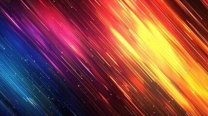 Abstract background with diagonal streaks of light in vibrant blue, red, yellow, and orange.