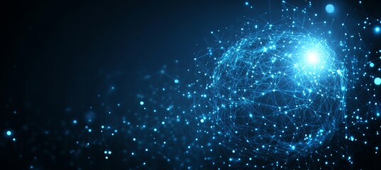 Obraz premium Abstract digital background with glowing network connections and a global map, symbolizing technology, connectivity, data transfer, and cyber security in a futuristic style