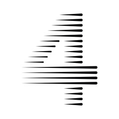 Number 4 with Abstract Line Pattern