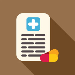 Medical prescription form with two pills symbolizing healthcare and medicine