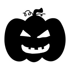 Halloween decoration elements in doodle hand-drawn graphic illustration on transparent background. Black silhouette style.