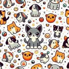 Cute Cartoon Animal Seamless Pattern