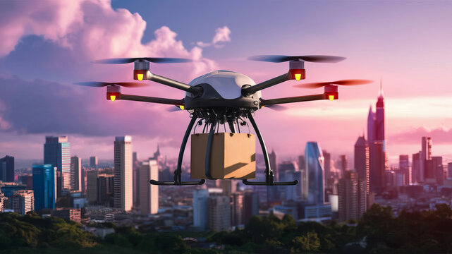 AI-powered drones delivering packages to homes symbolize the future of logistics and delivery
