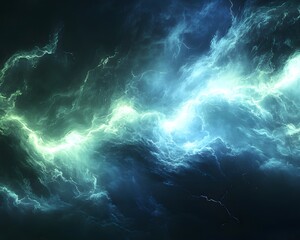 Abstract Background with Green and Blue Lightning