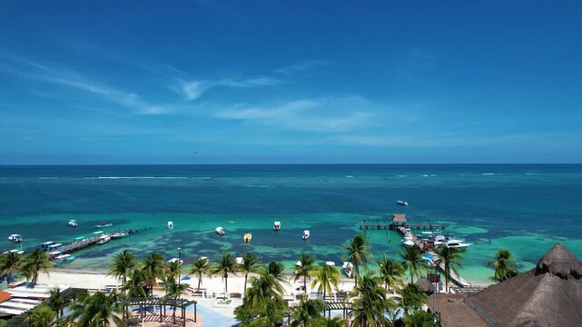Aerial view of Puerto Morelos in a sunny day