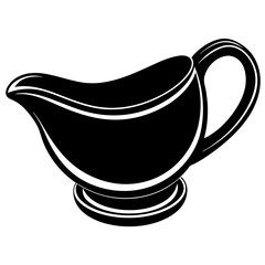 Ceramic Gravy Boat isolated on white, Ceramic Gravy Boat vector illustration, Ceramic Gravy Boat vector art, Ceramic Gravy Boat silhouette, teapot and cup vector icon, bteapot and cup line art, eps