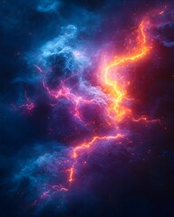 Abstract Fire and Smoke in a Dark Sky Illustration