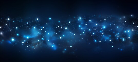 Obraz premium Abstract digital blue background with a glowing global network and internet connections on a dark blue backdrop, a technology concept. 