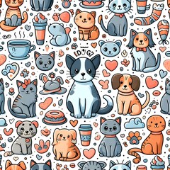 Cute Cartoon Animals Seamless Pattern