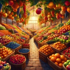 Abundance of Fresh Produce at a Farmers Market