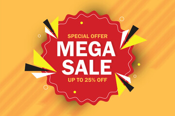 Fototapeta premium Mega Sale banner for advertising discounts. Vector template for design special offer banner