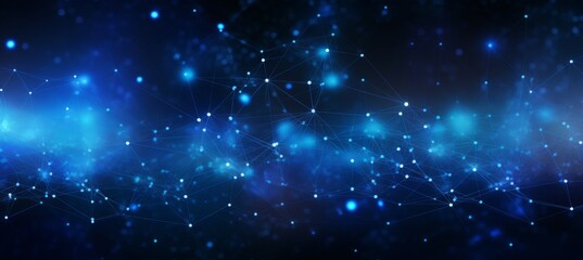 Obraz premium Abstract digital blue background with a glowing global network and internet connections on a dark blue backdrop, a technology concept. 