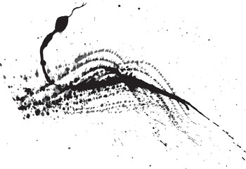 Fototapeta premium へびとスプラッシュ 手書きの毛筆イラスト