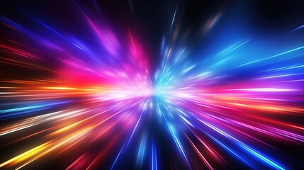 Abstract background with neon light streaks.