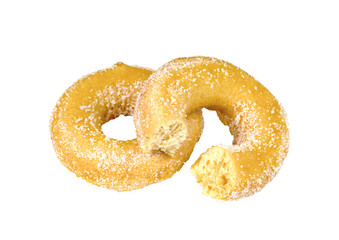 Bitten sugar ring donut isolated