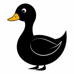 Duck isolated on white, Duck vector illustration, pet vector art, Duck silhouette, animal vector icon, Duck with bone line art, eps