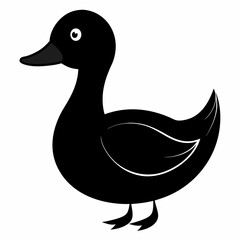 Duck isolated on white, Duck vector illustration, pet vector art, Duck silhouette, animal vector icon, Duck with bone line art, eps