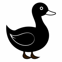 Duck isolated on white, Duck vector illustration, pet vector art, Duck silhouette, animal vector icon, Duck with bone line art, eps