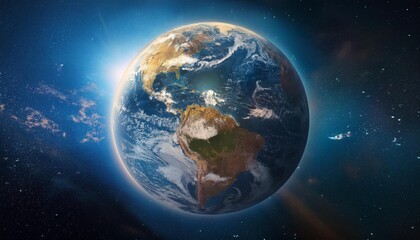 3D illustration of Earth planet. High quality digital space art in 5K - realistic visualization