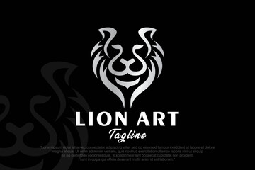 lion vector logo design isolated on black background . vector illustration