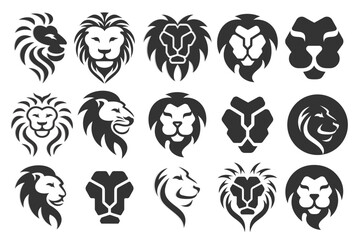 Lion head icon set  logo design . vector illustration