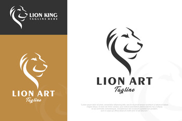 Lion head icon set  logo design . vector illustration