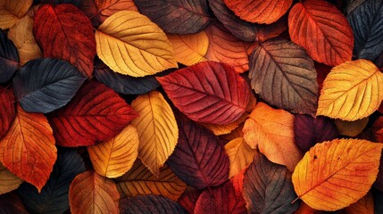 Fototapeta premium Vibrant Leaf Abstract Background with Stylized Autumn Leaves Texture - Warm and Natural Design Concept