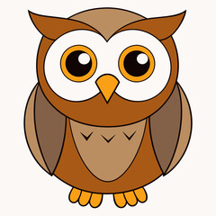 Owl on a branch isolated on white, owl vector illustration, pet vector art, owl silhouette, animal vector icon, owl with bone line art, eps