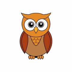 Owl on a branch isolated on white, owl vector illustration, pet vector art, owl silhouette, animal vector icon, owl with bone line art, eps