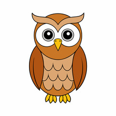 Owl on a branch isolated on white, owl vector illustration, pet vector art, owl silhouette, animal vector icon, owl with bone line art, eps