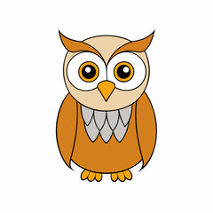 Owl on a branch isolated on white, owl vector illustration, pet vector art, owl silhouette, animal vector icon, owl with bone line art, eps