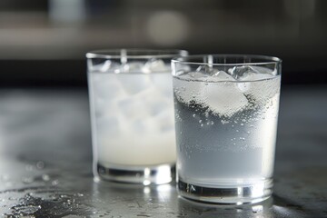 Milk and ice water combo, a refreshing and simple beverage pairing perfect for hot days.