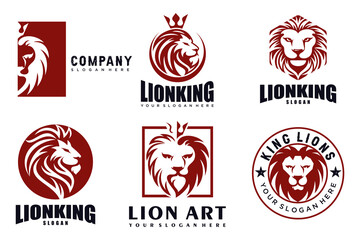 Lion head icon set  logo design . vector illustration