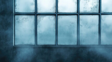 Overhead shot of a window with foggy glass, ample copy space around